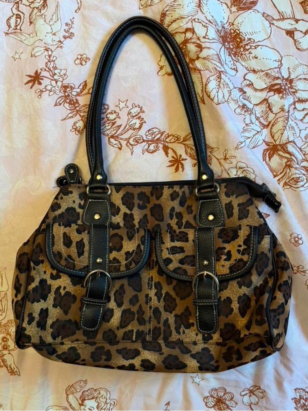 Leopard Print Tote Bag with Black Trim
